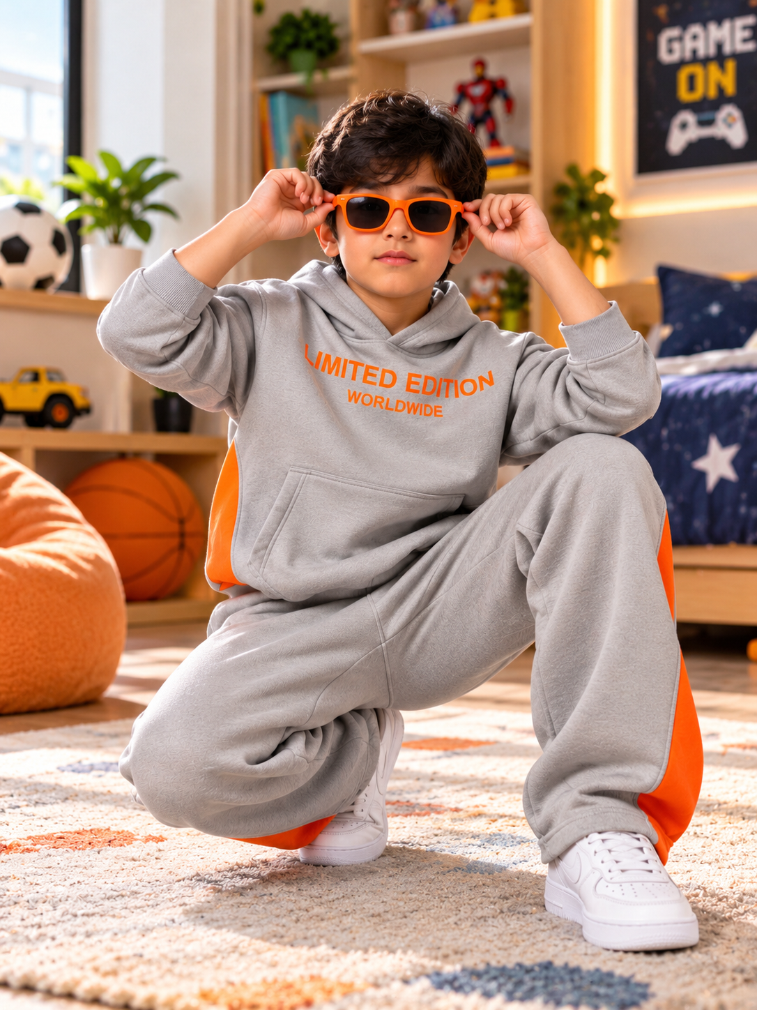WORLDWIDE FLEECE HOODIE KIDS GREY