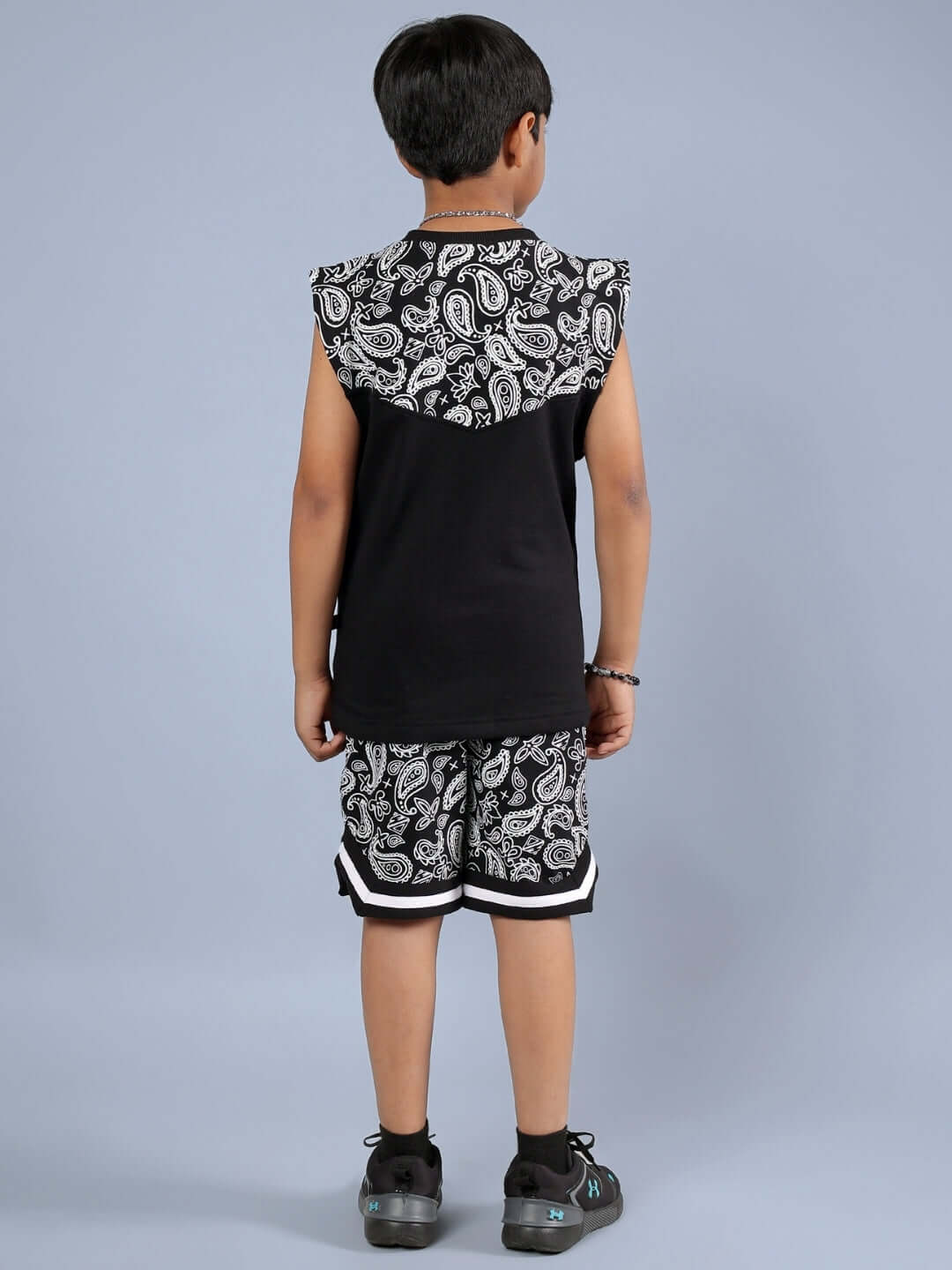 Child wearing FREESTYLER CO-ORD FOR BOYS & GIRLS BLACK showcasing unique design from behind.