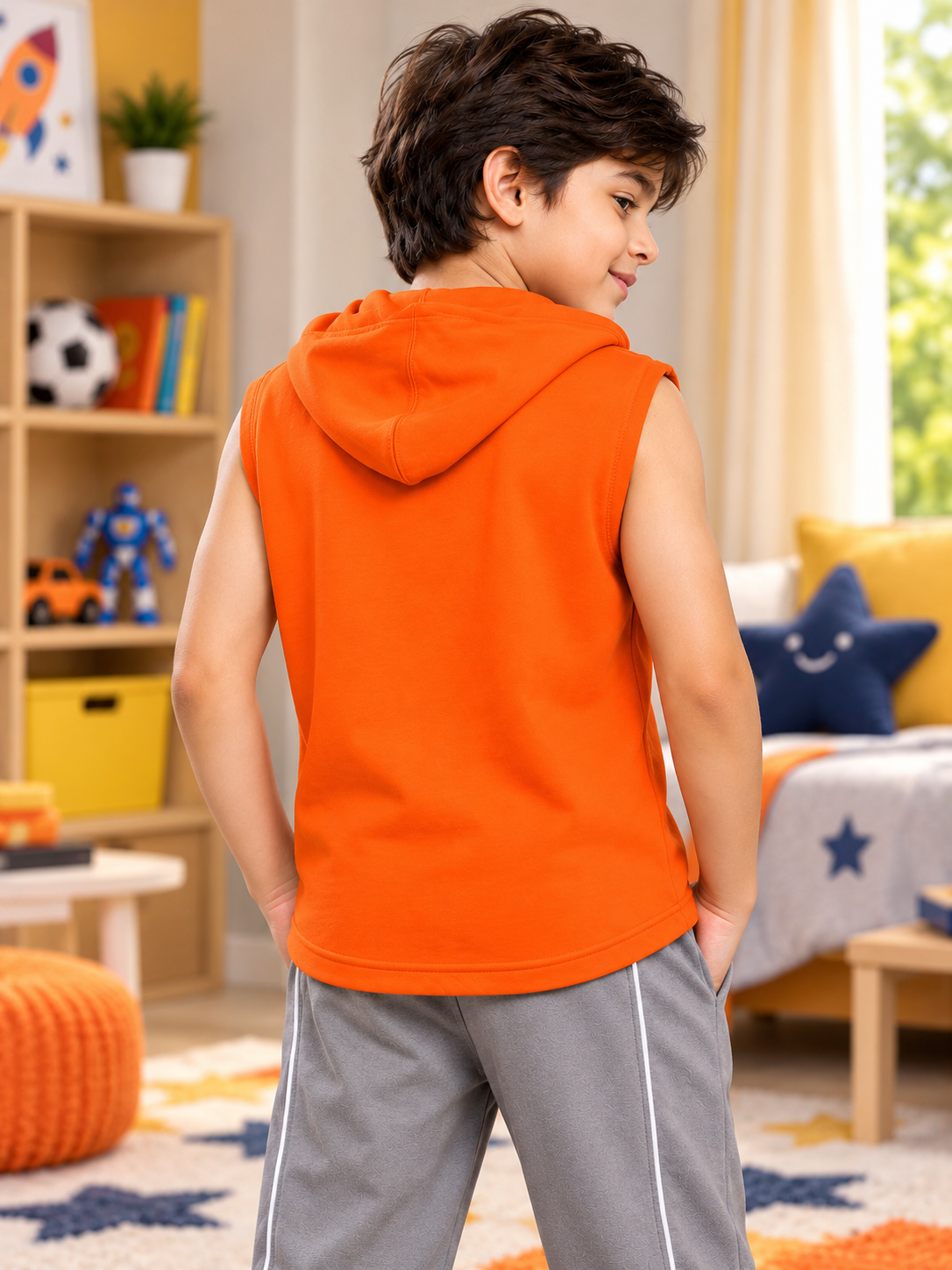 GESTURE SLEEVELESS GRAPHIC PRINT FOR BOYS GIRLS ORANGE