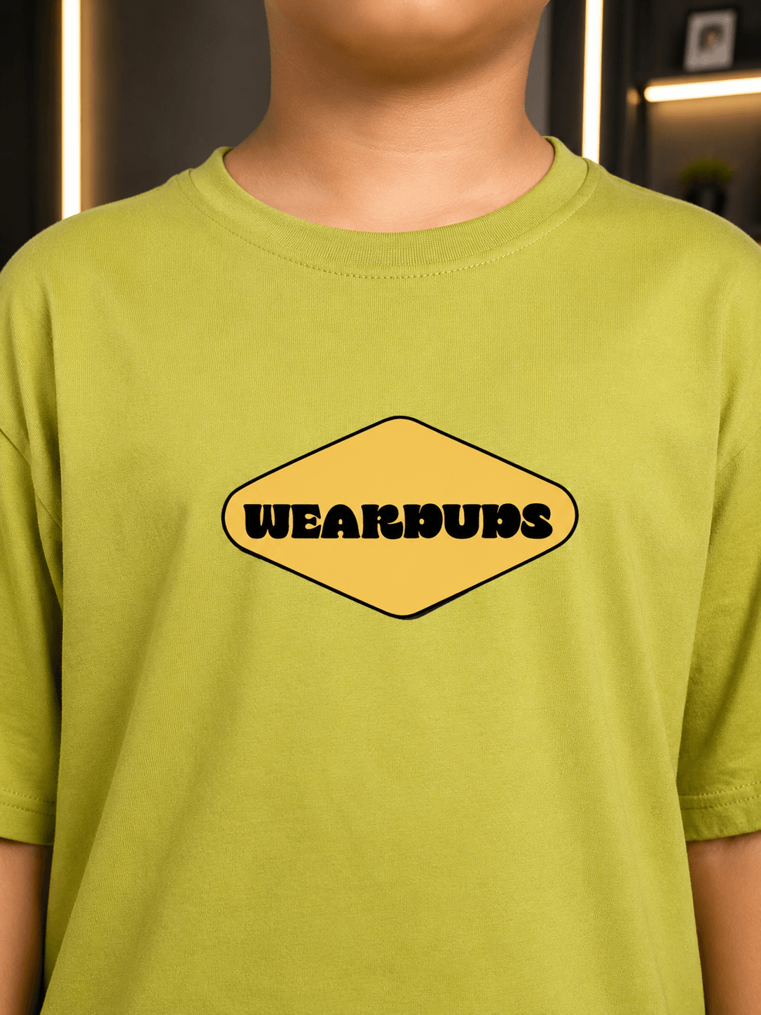 BEAR ON BOARD CO-ORD FOR BOYS GIRLS OLIVE GREEN BLACK featuring a trendy green bear graphic on a stylish t-shirt.