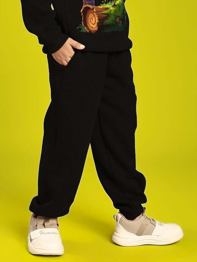 GROW AND GLOW FLEECE JOGGER FOR BOYS AND GIRLS BLACK - KIDS JOGGER