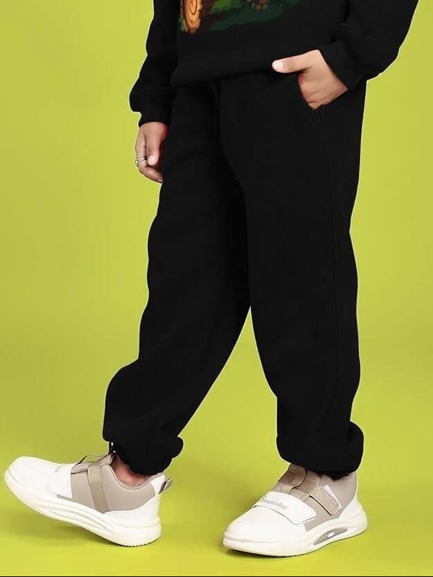 GROW AND GLOW FLEECE JOGGER FOR BOYS AND GIRLS BLACK - KIDS JOGGER