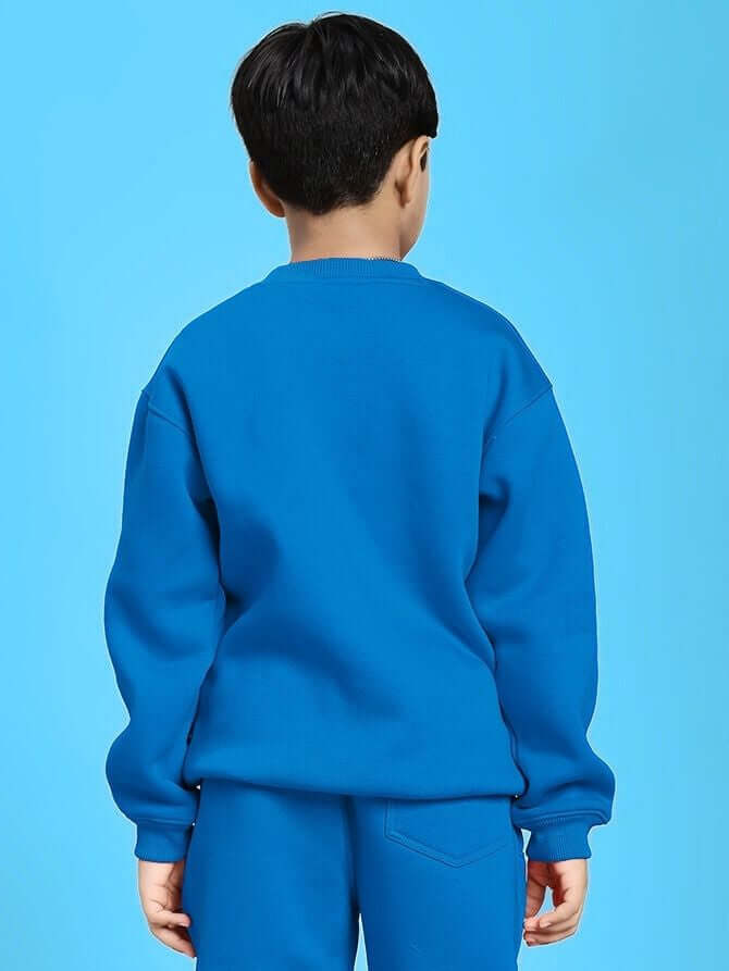 GROW AND GLOW PRINT FLEECE SWEATSHIRT FOR BOYS GIRLS BLUE - KIDS SWEATSHIRT