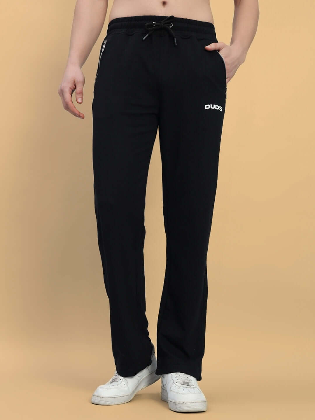 HARPER Relaxed Fit Black Jogger by DUDS, customizable size, made-to-order with premium quality, featuring drawstring waist.