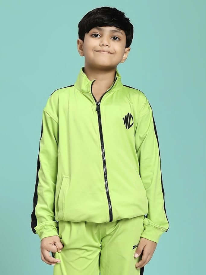 High Performance Jacket for Boys and Girls Neon Green worn by kid