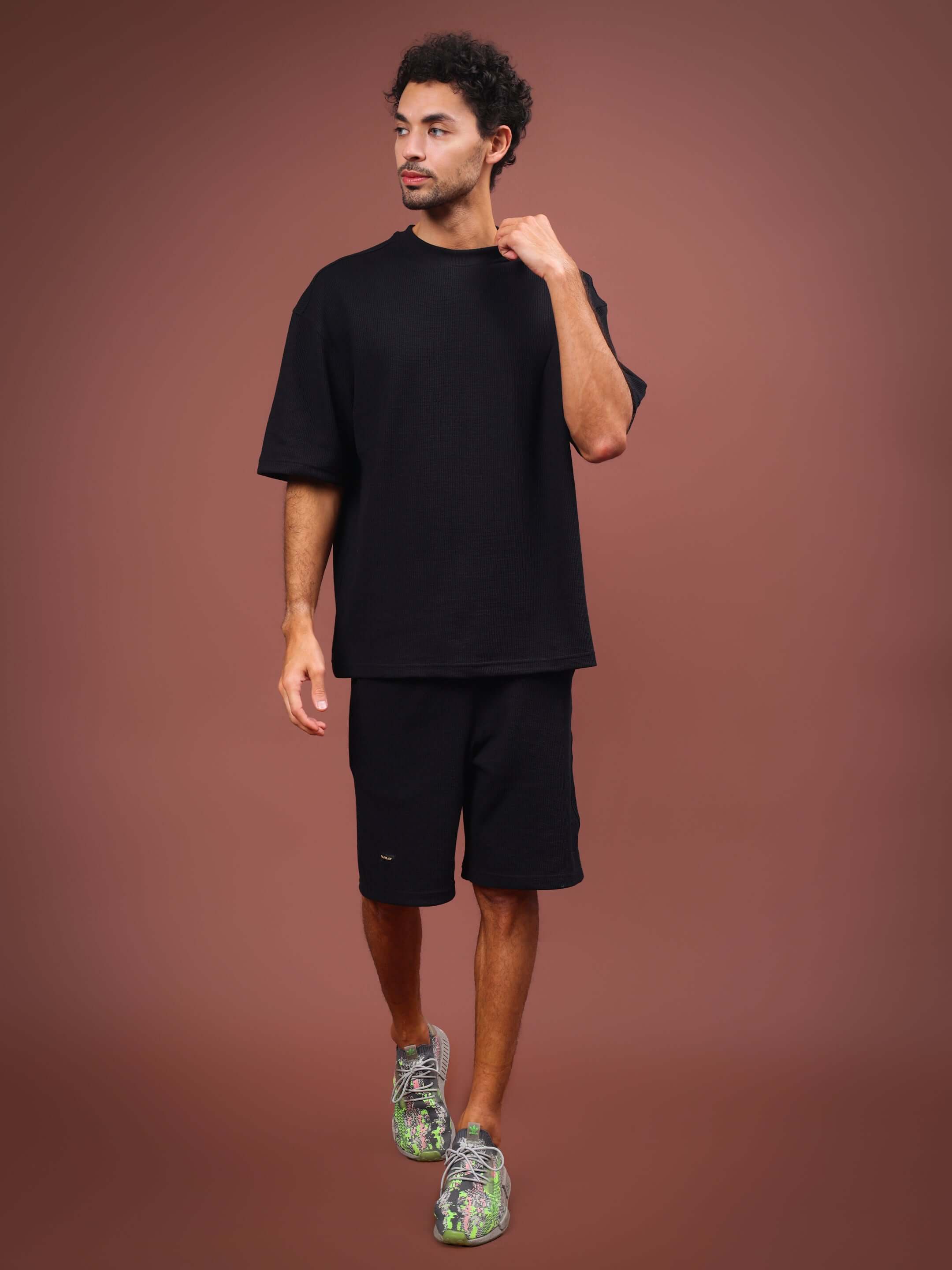 HIGHKEY SOLID CO-ORD SET in black, featuring a comfortable fit, perfect for customization with DUDS' Custom Fit service.