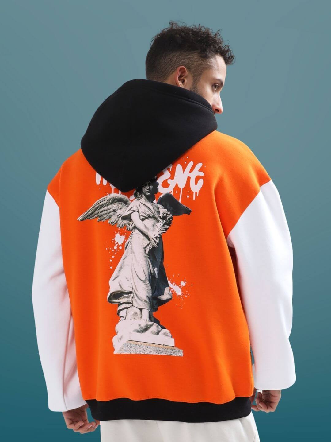 Innocent Colorblock Oversize Hoodie (Orange) - Wearduds