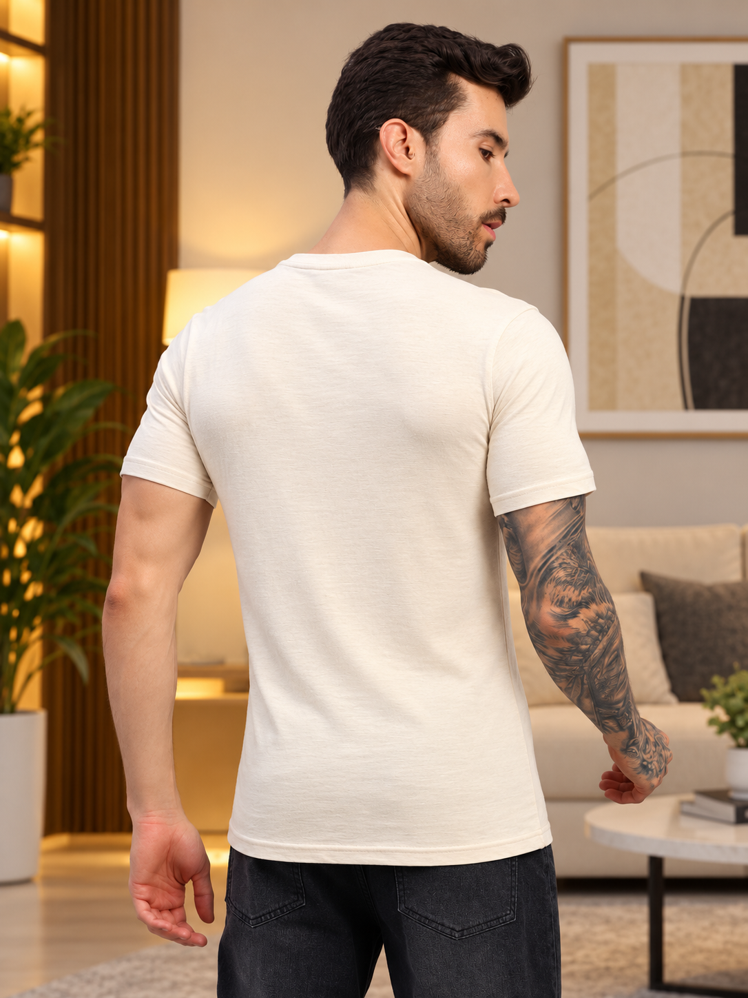 JOY REGULAR FIT T-SHIRT BEIGE - Wearduds, view 3