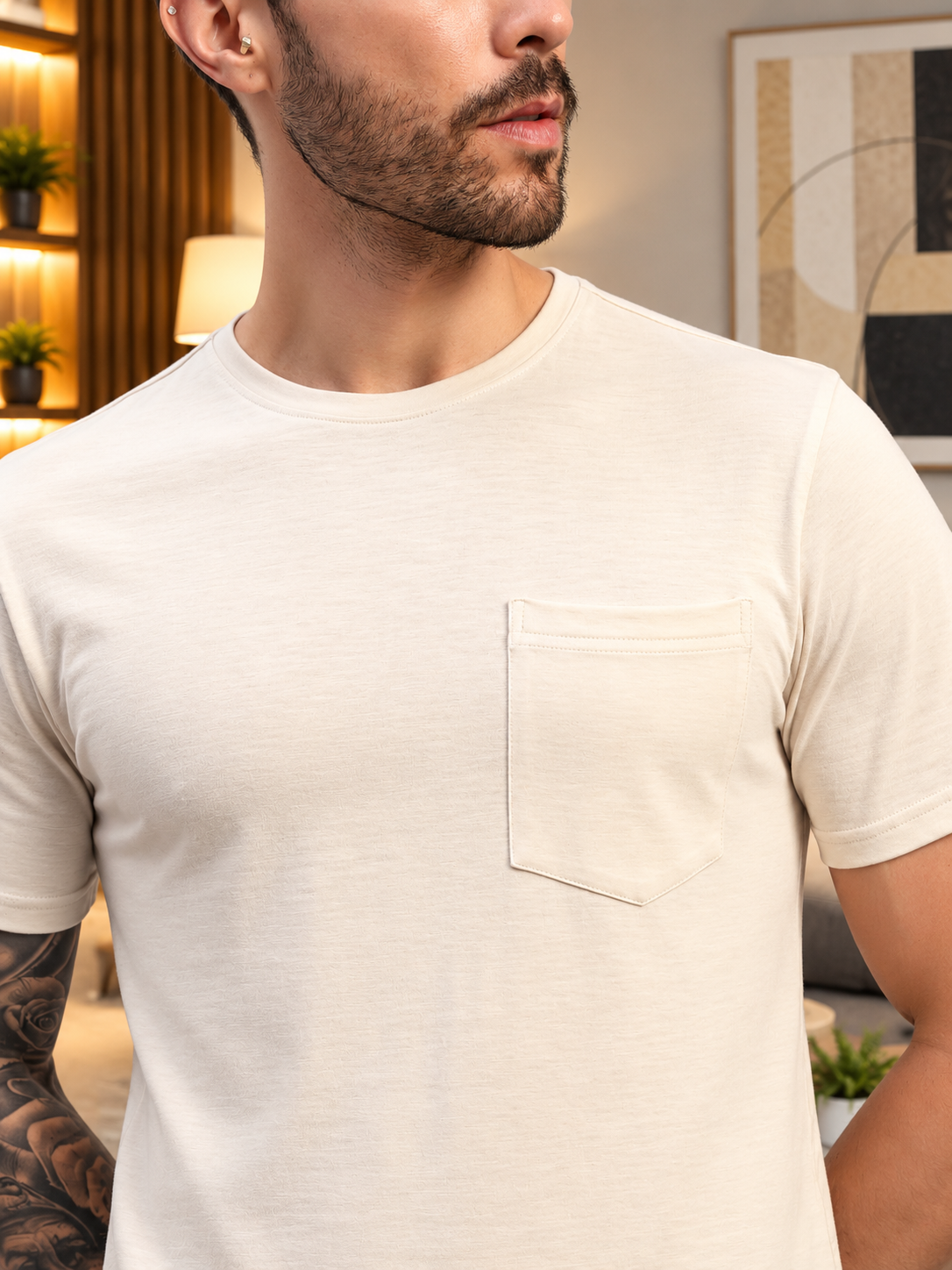 JOY REGULAR FIT T-SHIRT BEIGE - Wearduds, view 4
