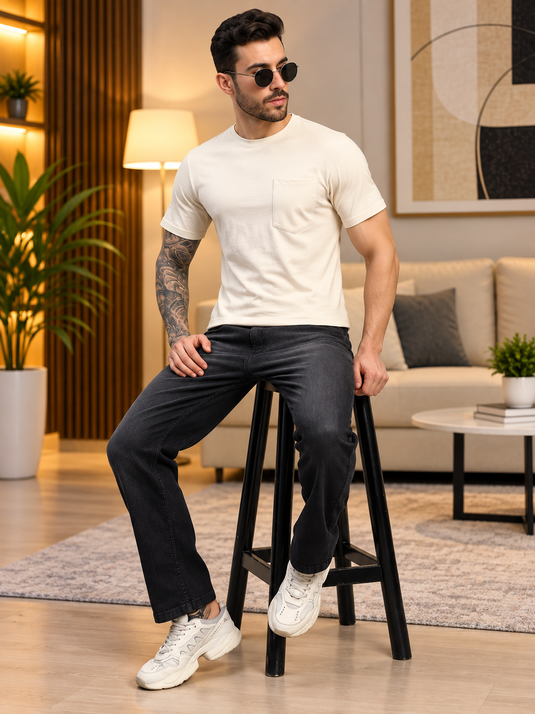 JOY REGULAR FIT T-SHIRT BEIGE - Wearduds, view 5