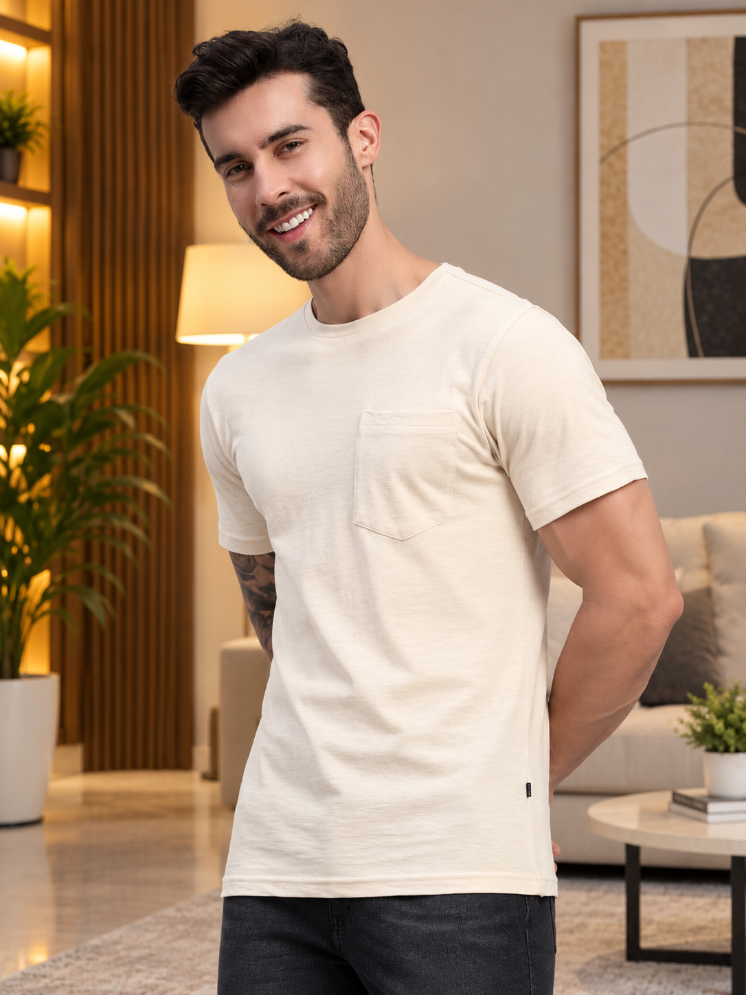 JOY REGULAR FIT T-SHIRT BEIGE.