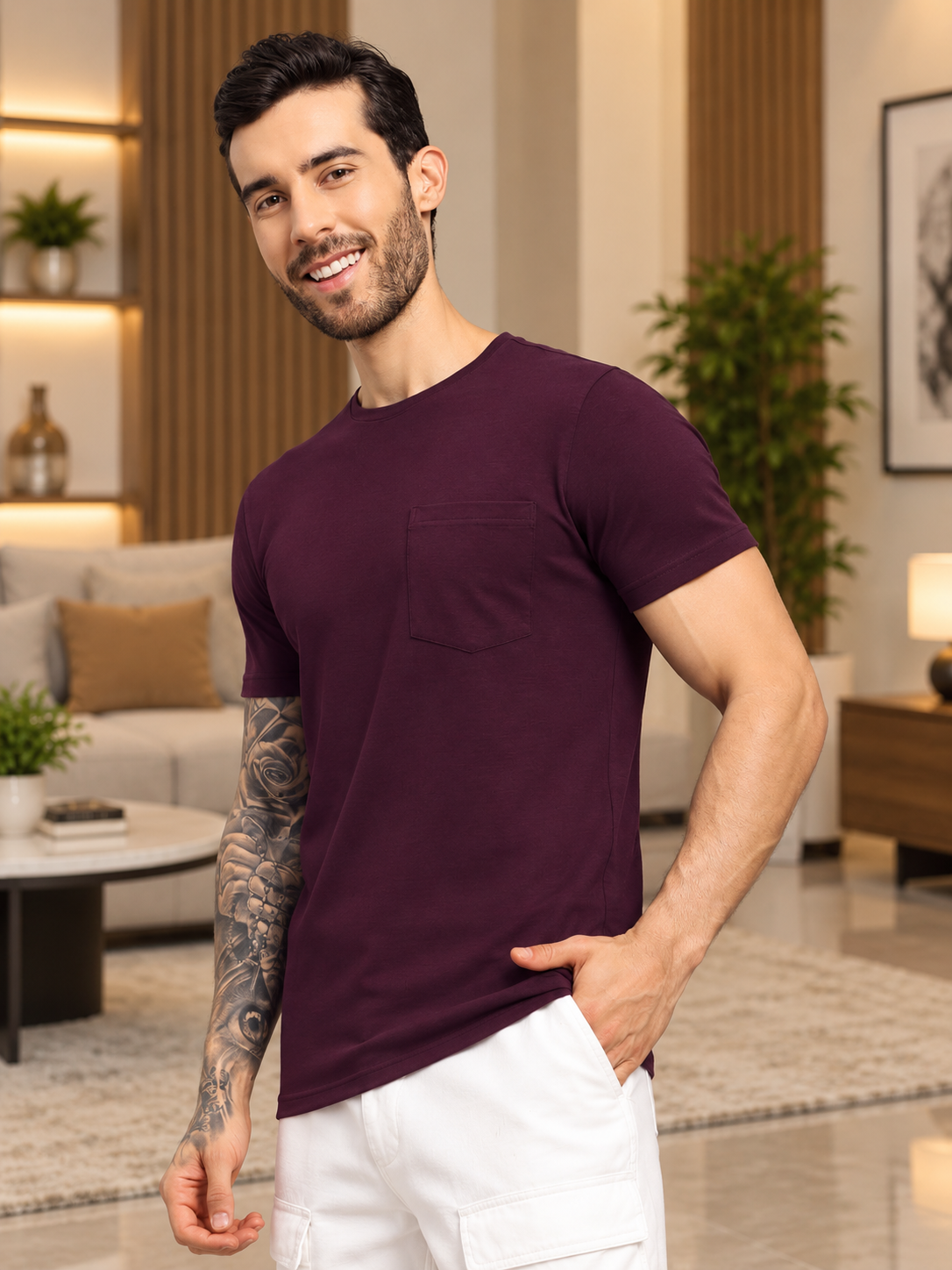JOY REGULAR FIT T-SHIRT PURPLE - Wearduds, view 4