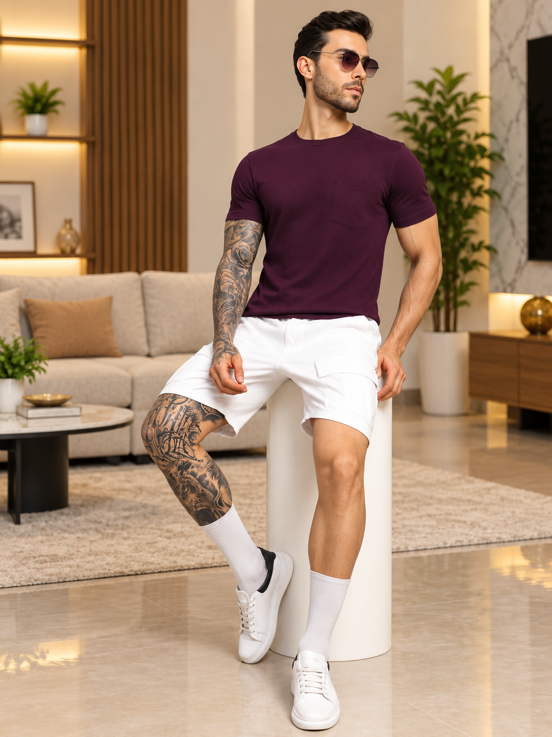 JOY REGULAR FIT T-SHIRT PURPLE - Wearduds, view 6