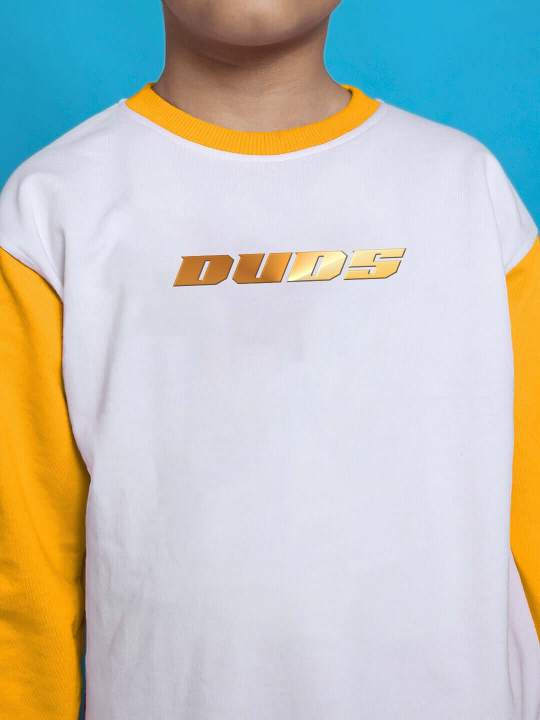 KEVIN CO-ORD SET FOR BOYS GIRLS WHITE-YELLOW with logo, featuring unisex design for children, bright colors for casual wear.