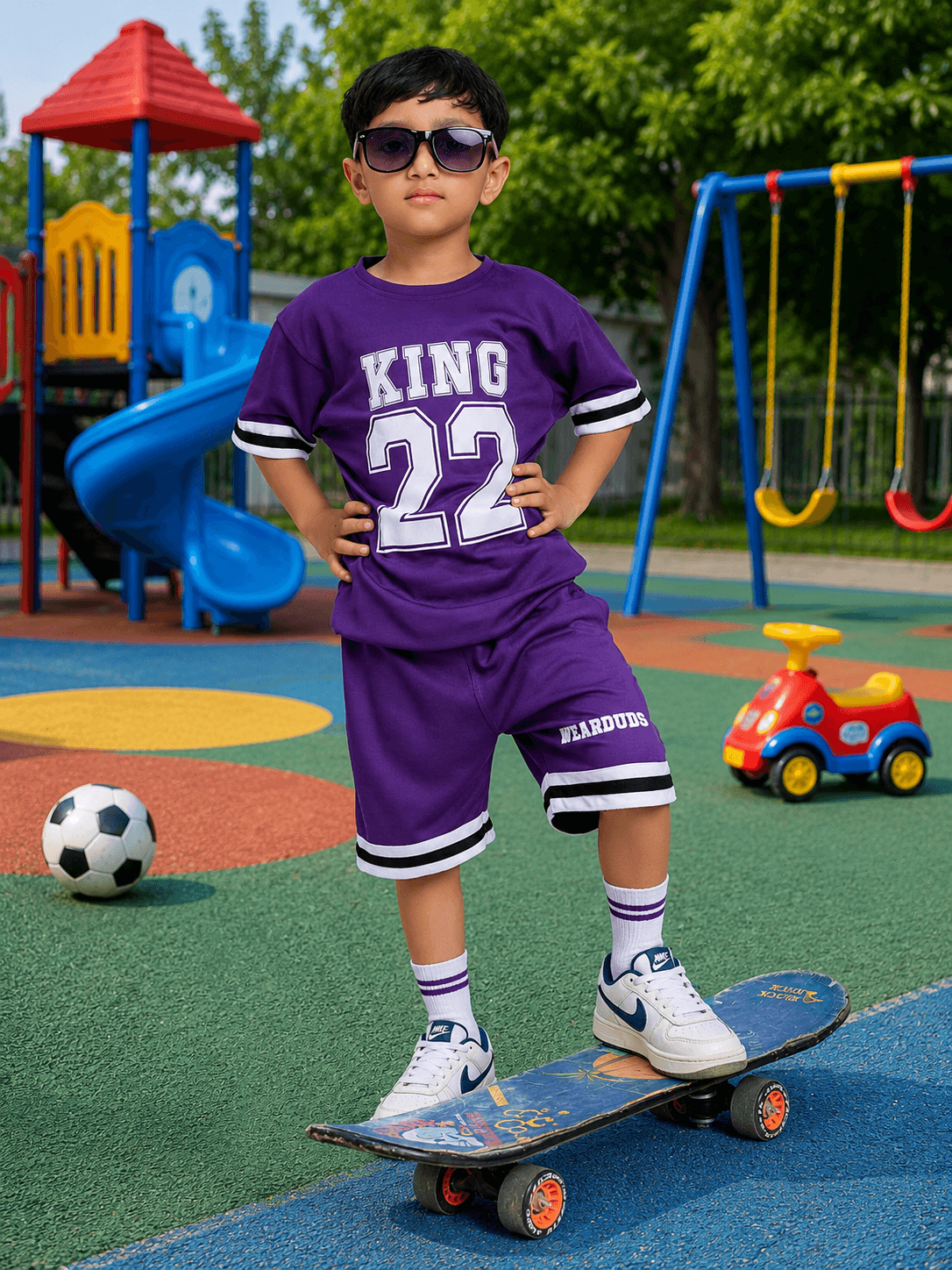 KING 22 VARSITY T-SHIRT FOR BOYS GIRLS PURPLE