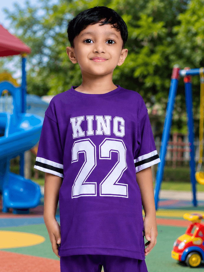 KING 22 VARSITY T-SHIRT FOR BOYS GIRLS PURPLE