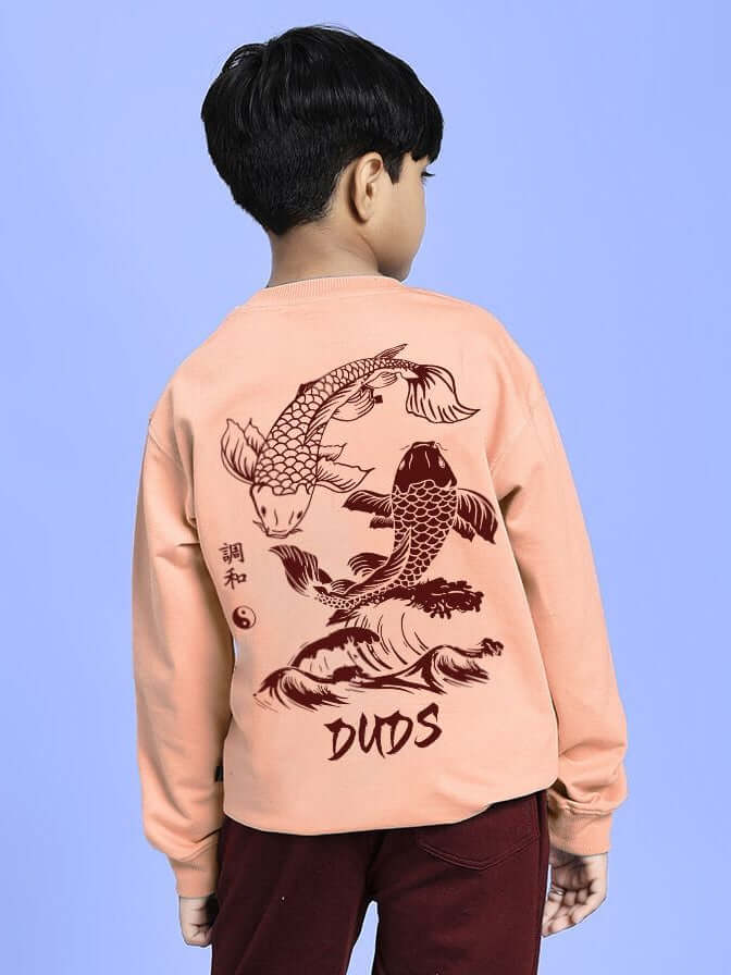 KOI FISH HARMONY SWEATSHIRT FOR BOYS AND GIRLS PEACH - KIDS SWEATSHIRT