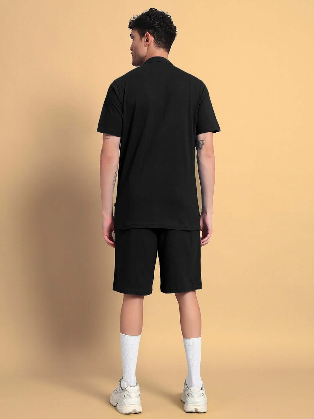 Back view of LIMBO CO-ORD SET in black, featuring premium cotton fabric for stylish and comfortable wear. Made in India.