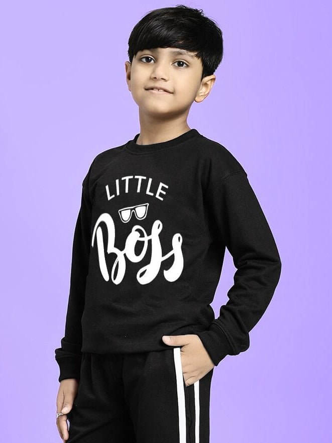 LITTLE BOSS SWEATSHIRT FOR BOYS AND GIRLS BLACK - KIDS SWEATSHIRT
