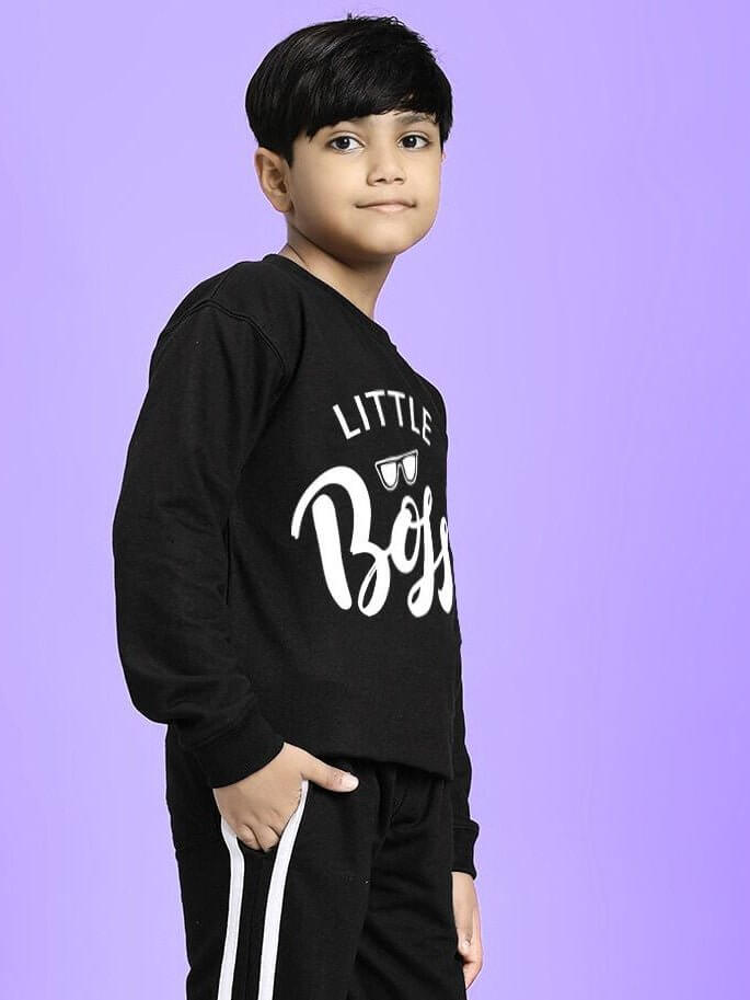 LITTLE BOSS SWEATSHIRT FOR BOYS AND GIRLS BLACK - KIDS SWEATSHIRT