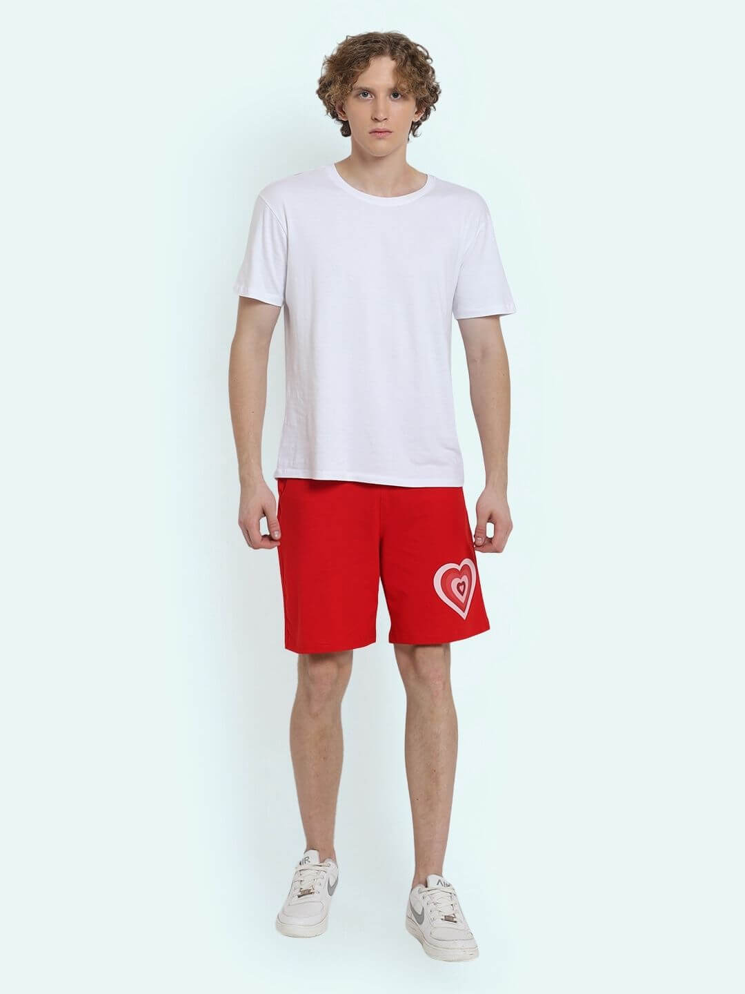 Love Heart Regular Fit Shorts (Red) - Wearduds