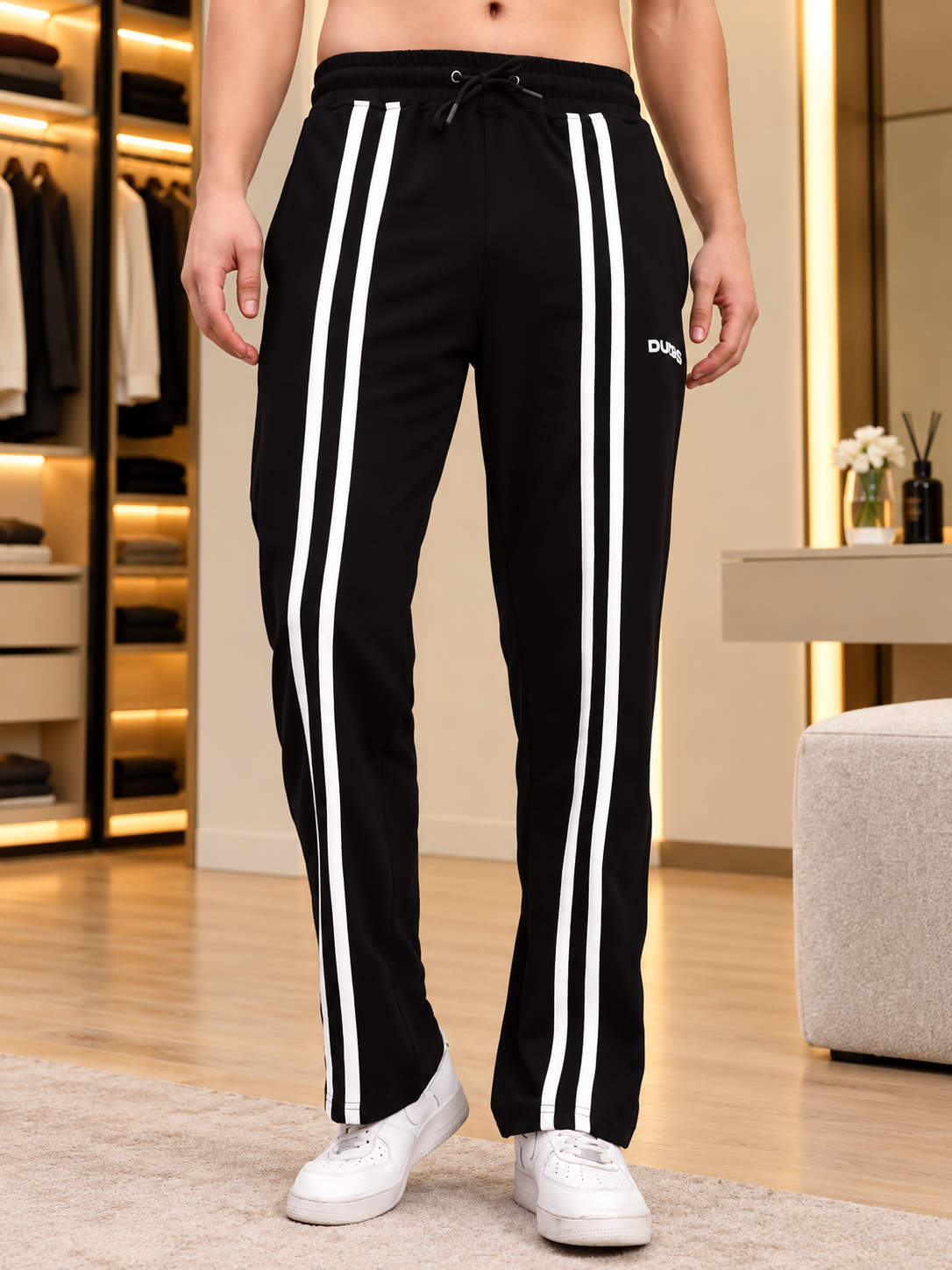MEN OUTLOOK CO-ORD SET BLACK WITH WHITE STRIPE - Wearduds, view 6