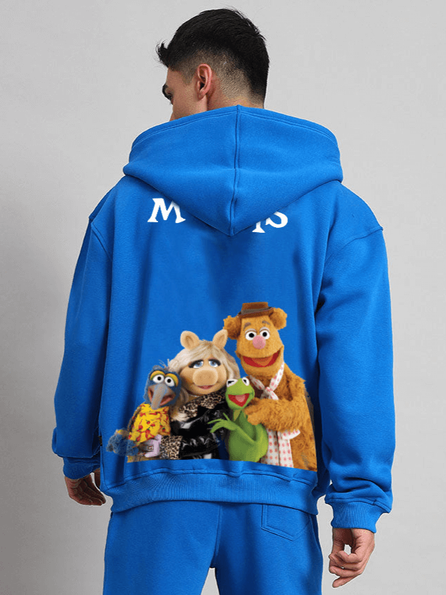 Blue Muppets hoodie featuring iconic characters, perfect for custom fit orders from DUDS, made by skilled tailors.