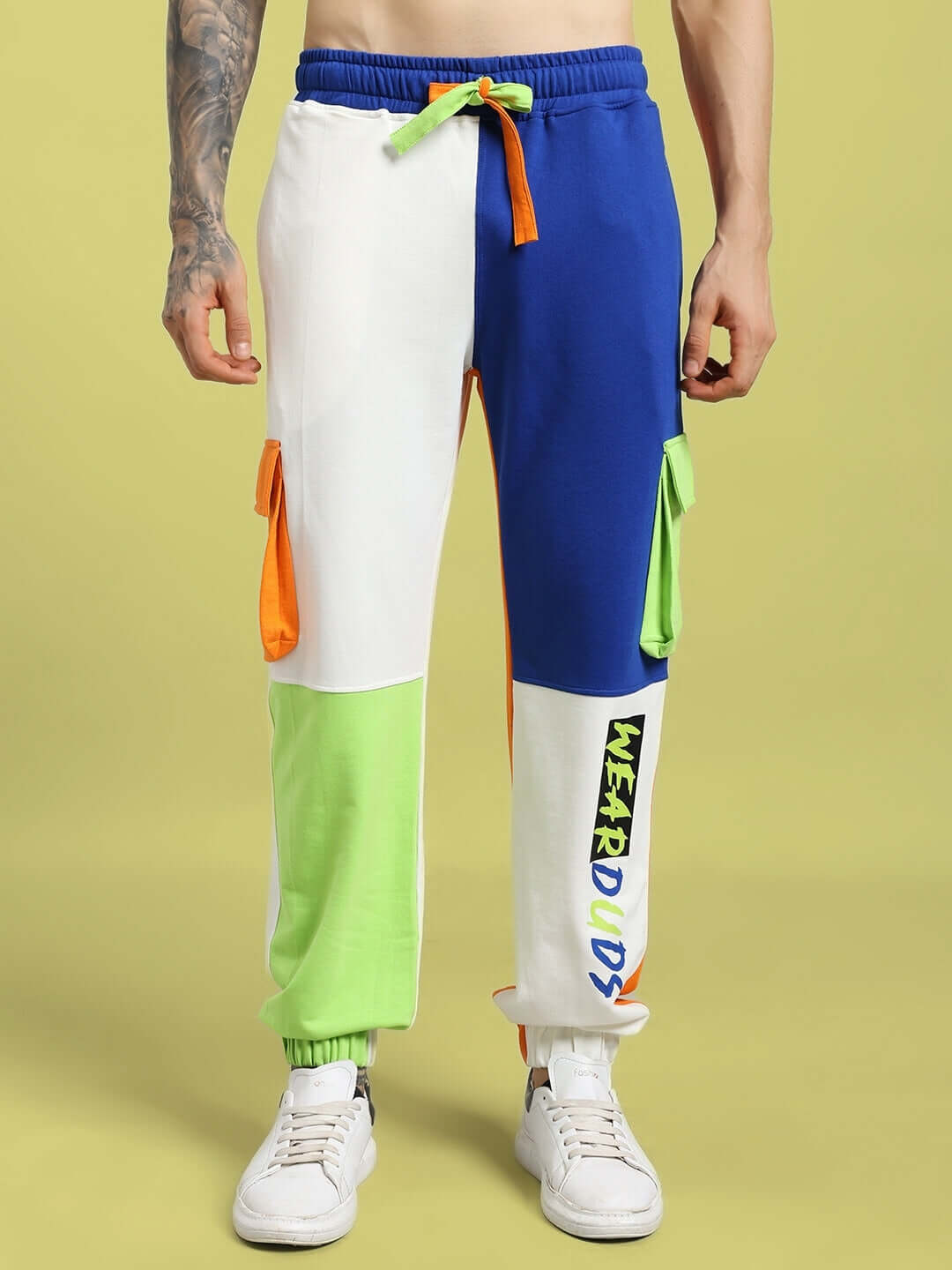 NICE MULTI POCKET COLORBLOCK RELAXED-FIT JOGGERS MULTI in vibrant colors, showcasing multi-pocket design and relaxed fit.