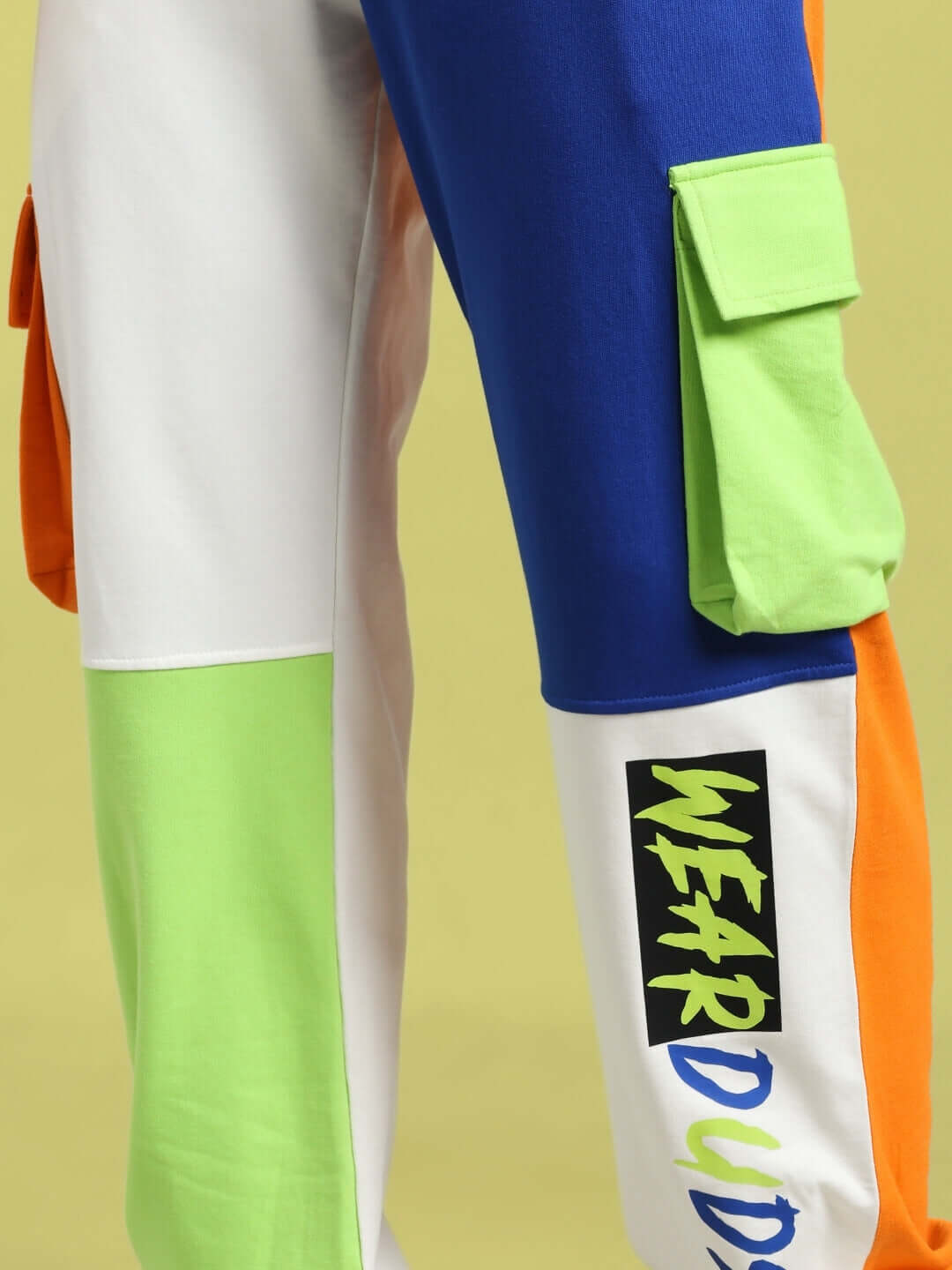 NICE MULTI POCKET COLORBLOCK RELAXED-FIT JOGGERS MULTI with colorful design and multiple pockets for casual streetwear.