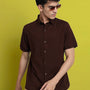 NOIR COFFEE BROWN WRINKLE FREE HALF-SHIRT