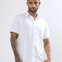 NOIR WHITE HALF-SLEEVE SHIRT SLIM FIT