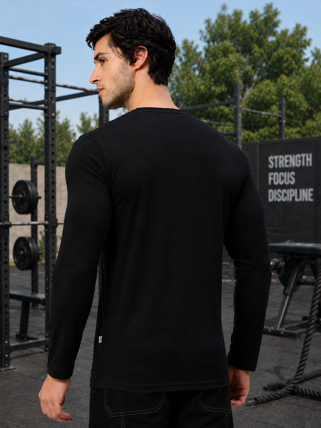 OMNI SLIM FIT COTTON SWEATSHIRT BLACK - Wearduds, view 2