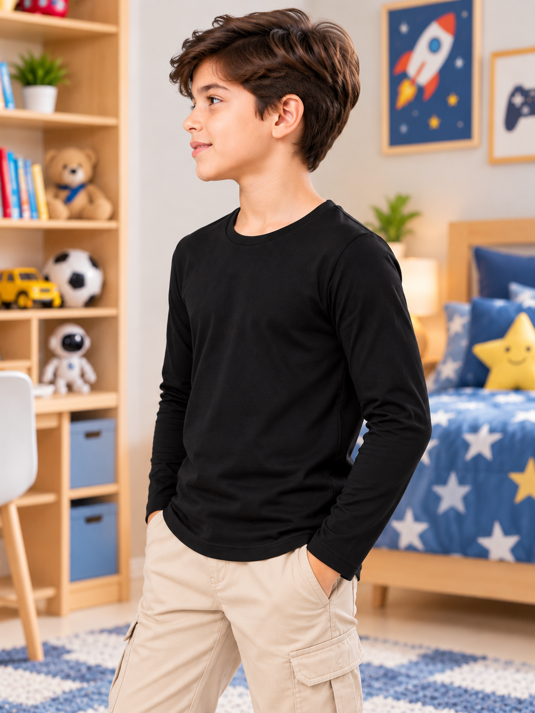 OMNI SLIM FIT COTTON SWEATSHIRT FOR BOYS GIRLS BLACK