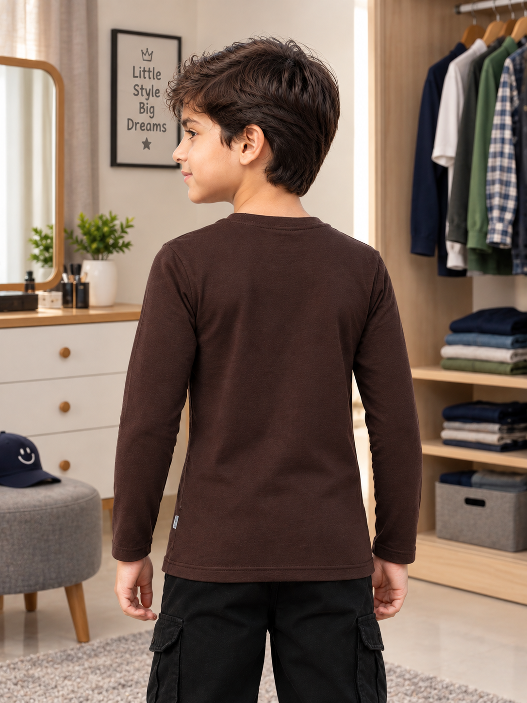OMNI SLIM FIT COTTON SWEATSHIRT FOR BOYS GIRLS BROWN