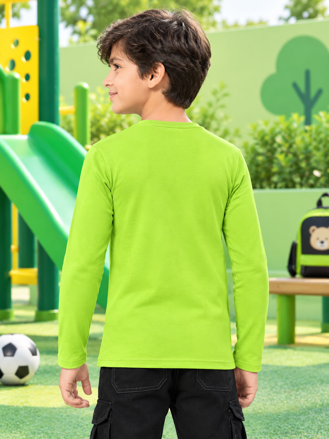 OMNI SLIM FIT COTTON SWEATSHIRT FOR BOYS GIRLS  NEON GREEN