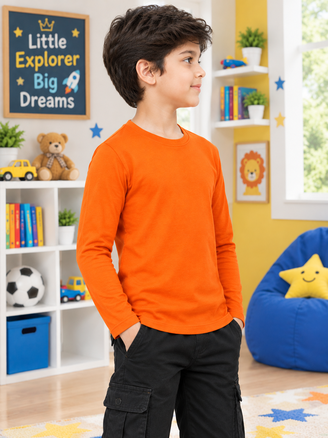 OMNI SLIM FIT COTTON SWEATSHIRT FOR BOYS GIRLS ORANGE