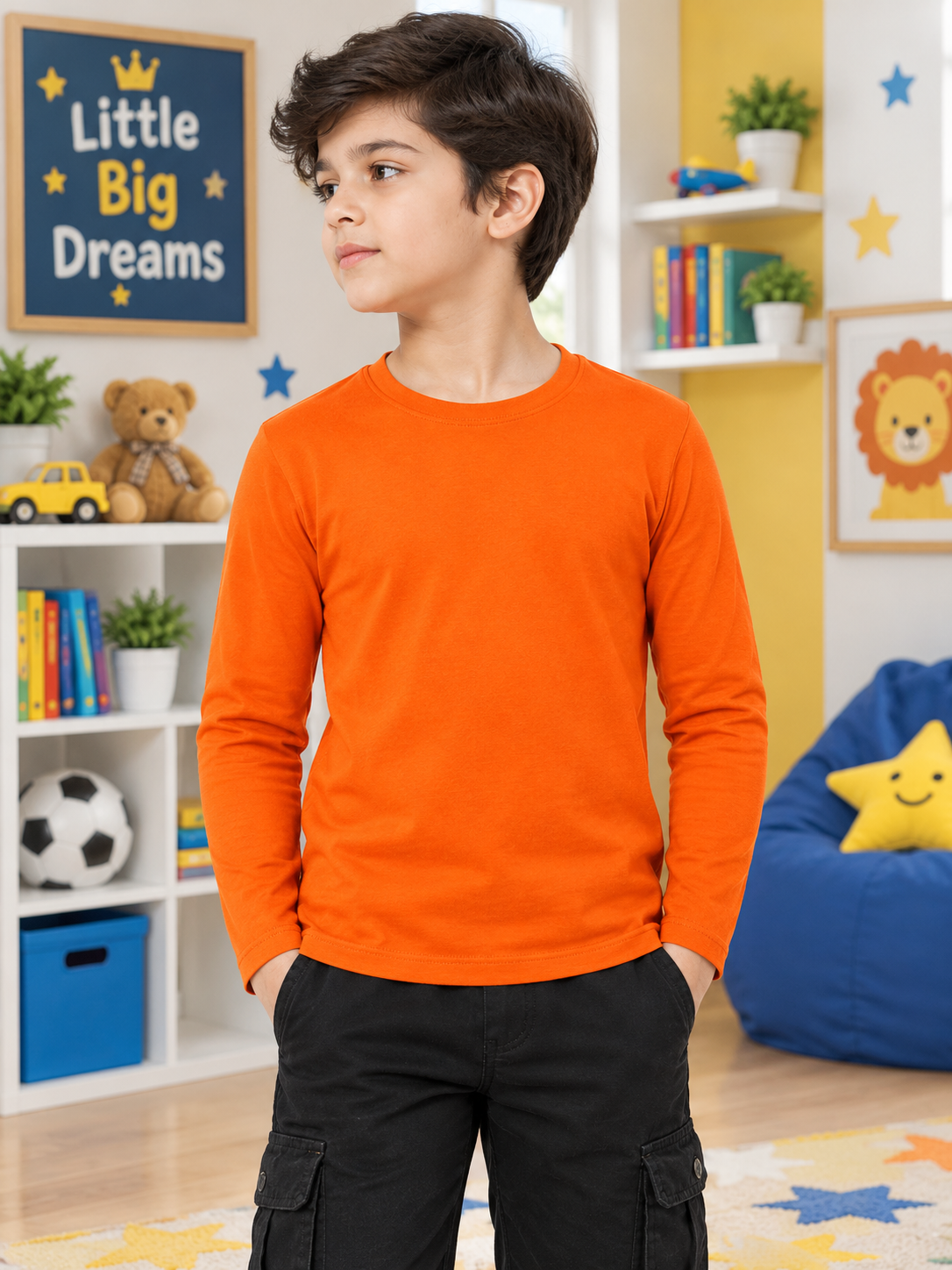 OMNI SLIM FIT COTTON SWEATSHIRT FOR BOYS GIRLS ORANGE