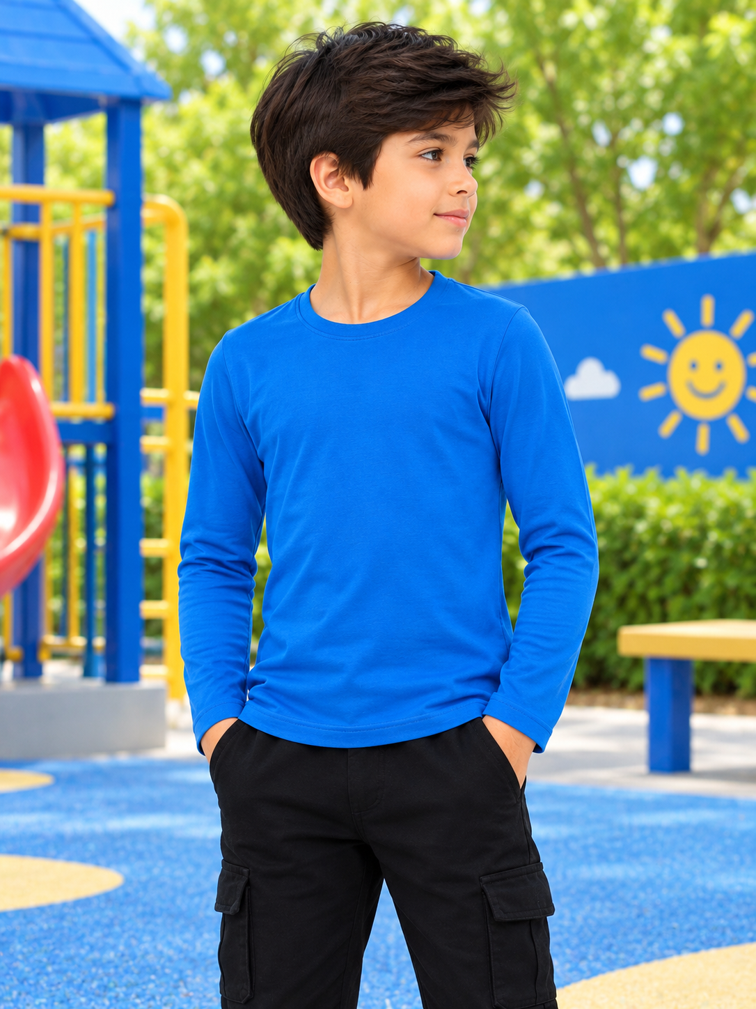 OMNI SLIM FIT COTTON SWEATSHIRT FOR BOYS GIRLS  ROYAL BLUE