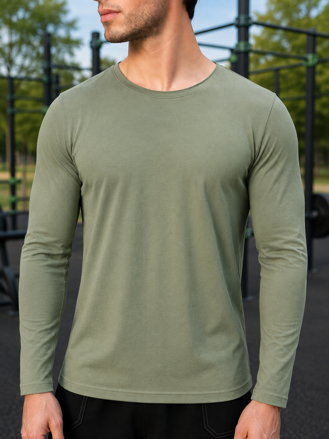 OMNI SLIM FIT SWEATSHIRT SAGE GREEN - Wearduds, view 4