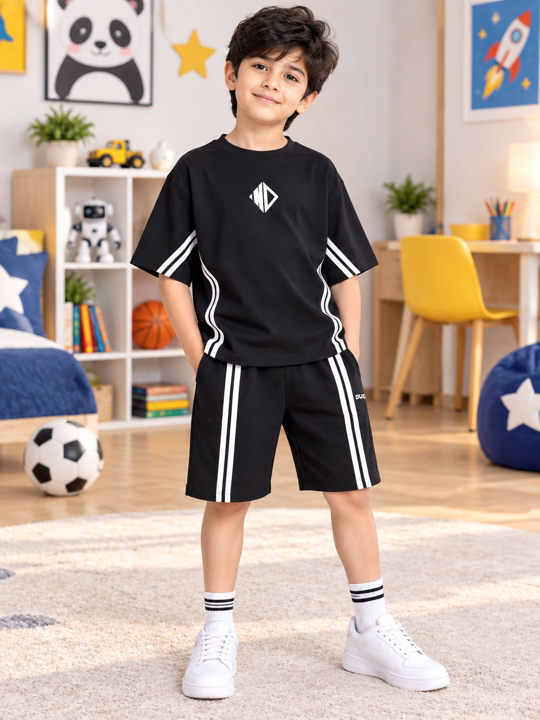 OUTLOOK HALF CO-ORD FOR BOYS GIRLS BLACK - Wearduds, view 4