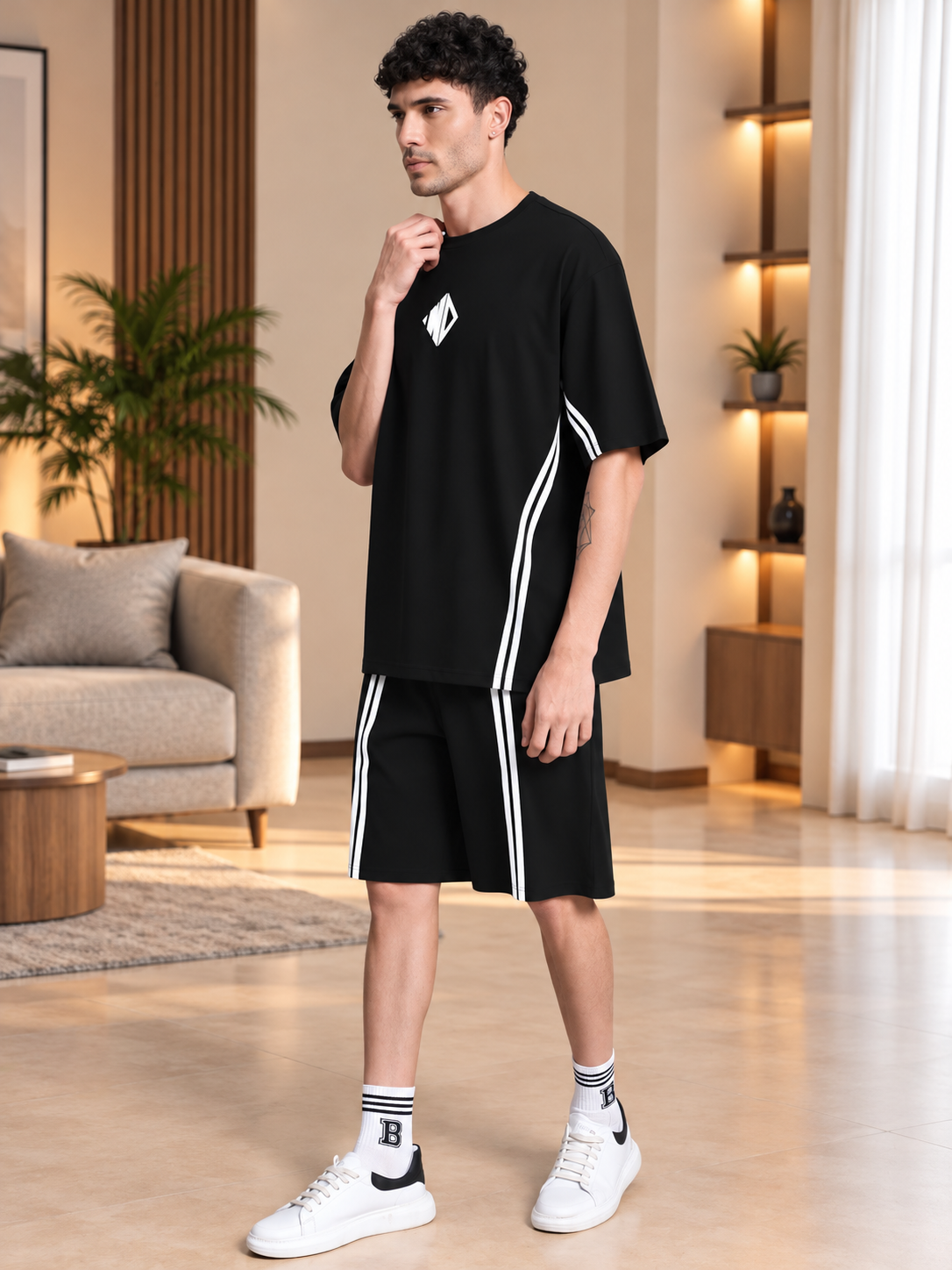 OUTLOOK SUMMER CO-ORD SHORTS SET BLACK - Wearduds, view 2