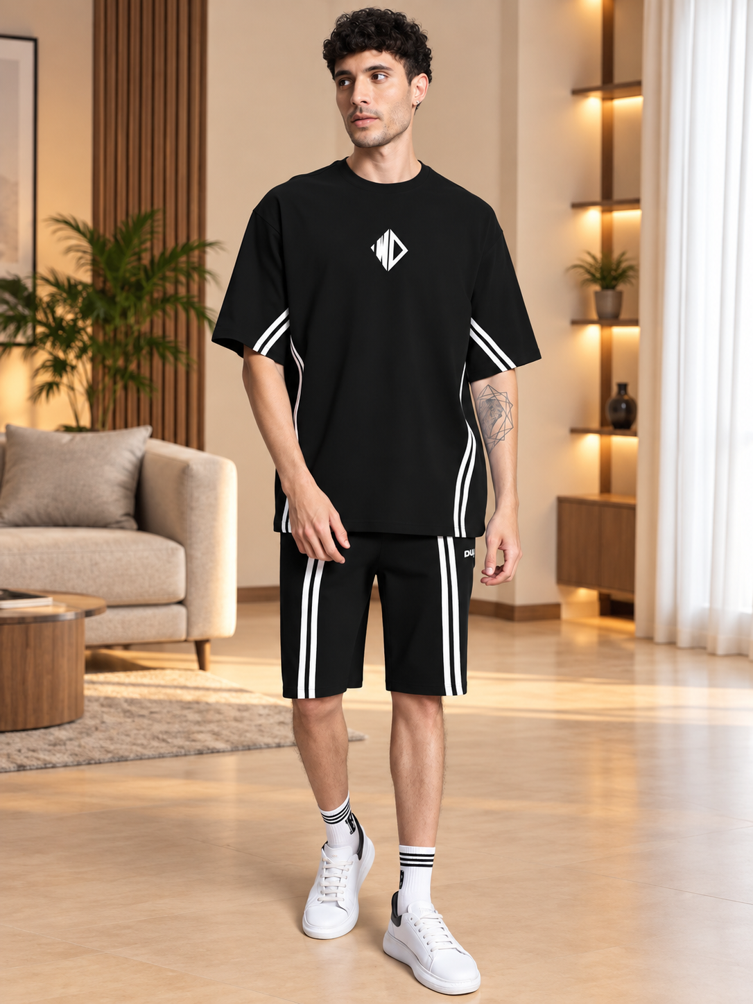 OUTLOOK SUMMER CO-ORD SHORTS SET BLACK - Wearduds, view 1