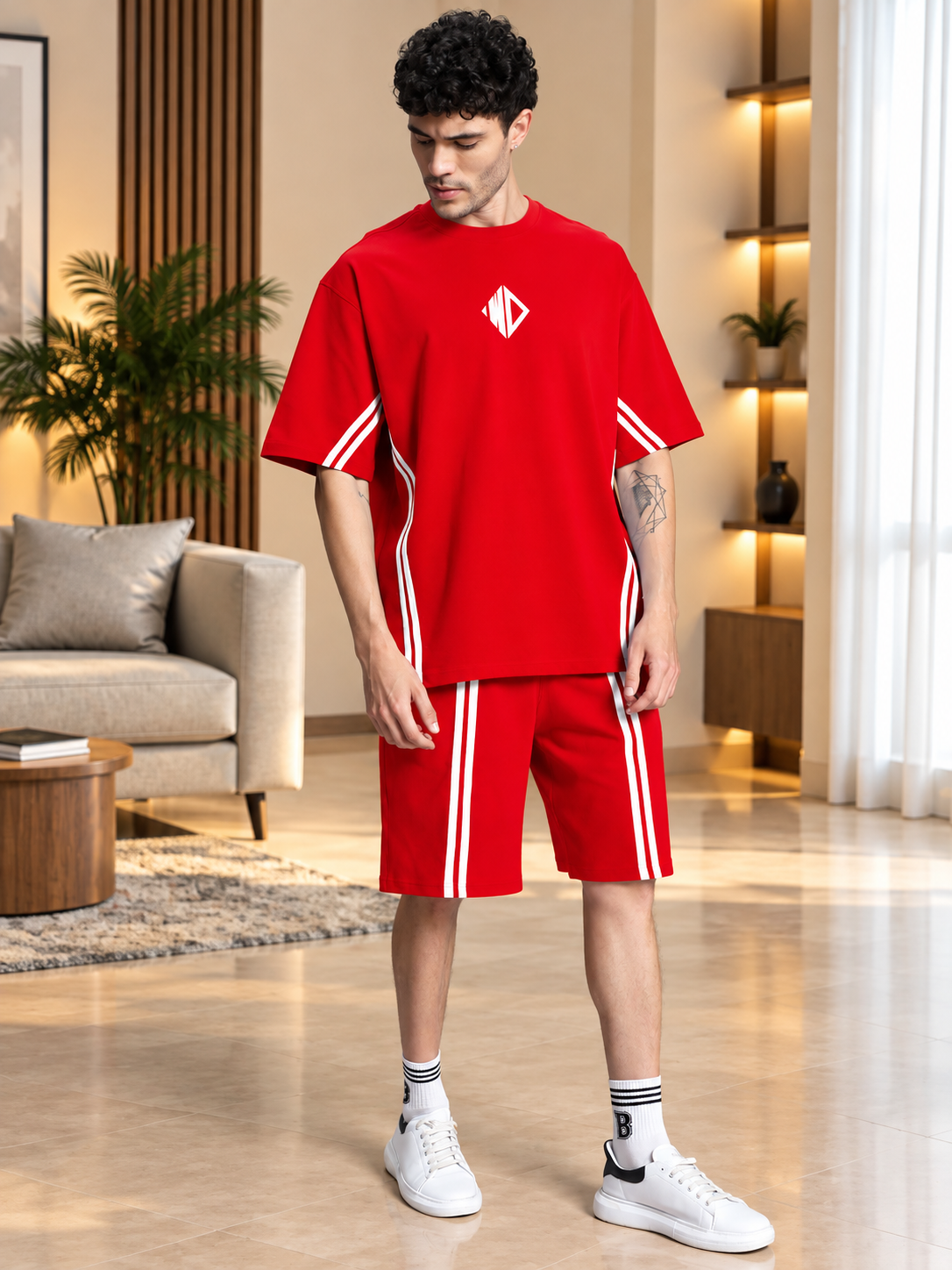 OUTLOOK SUMMER CO-ORD SHORTS SET RED - Wearduds, view 2
