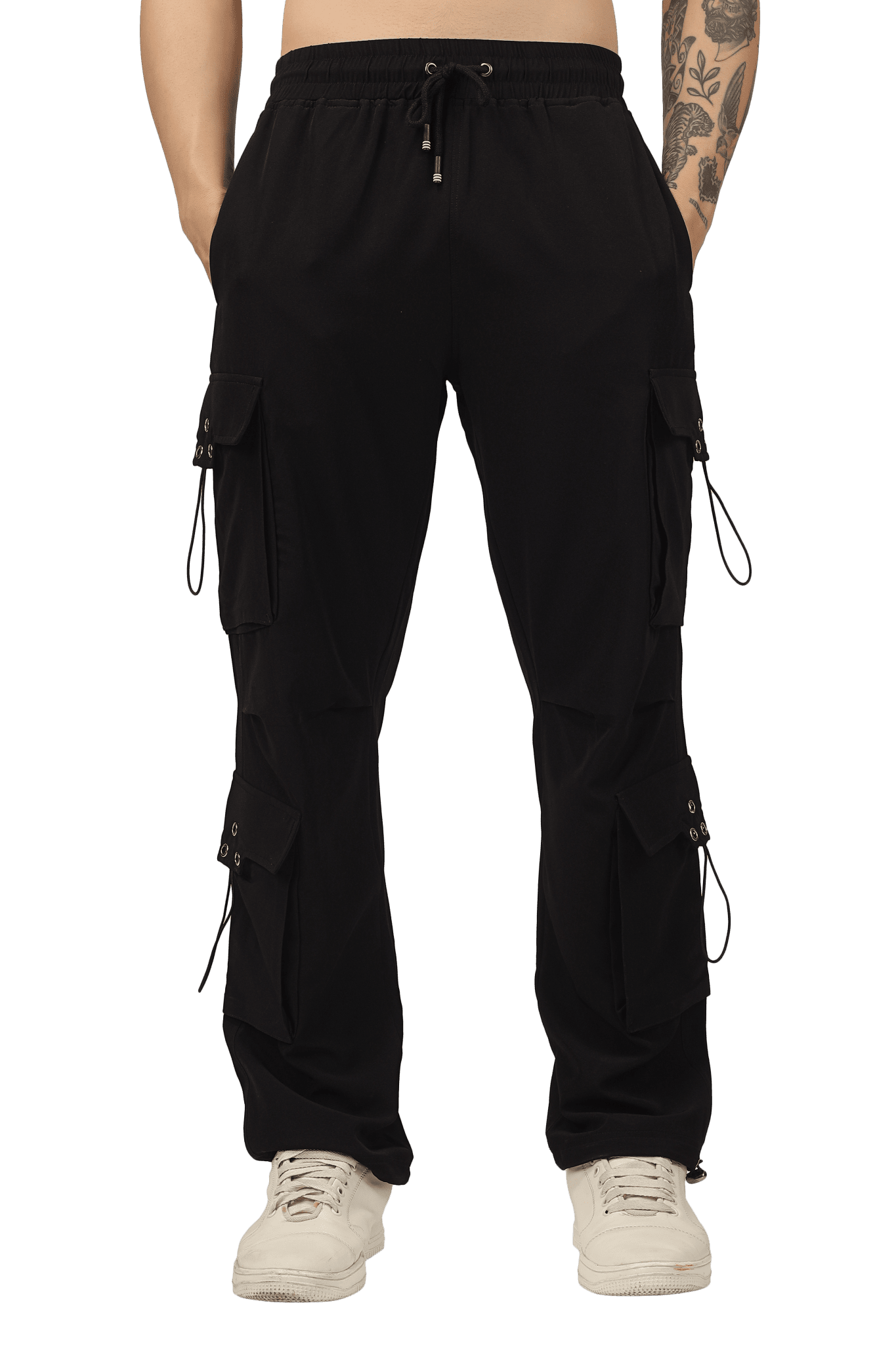 PARACHUTE CARGO MULTI POCKET PANTS BLACK - CARGO