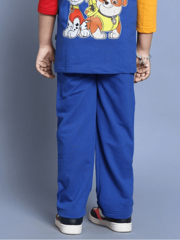 Child wearing blue Paw Patrol jogger pants for boys and girls