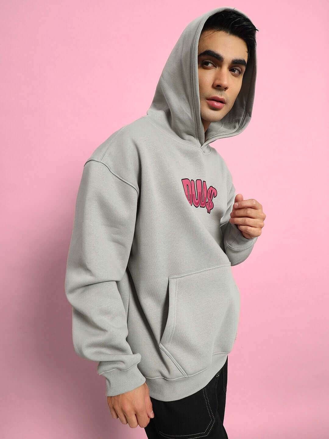 PINK PANTHER FLEECE OVERSIZED HOODIE GREY - Hoodie