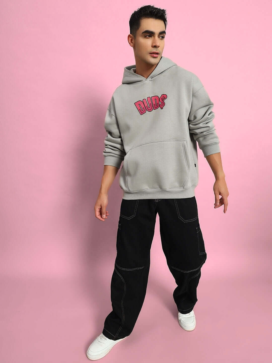 PINK PANTHER FLEECE OVERSIZED HOODIE GREY - Hoodie