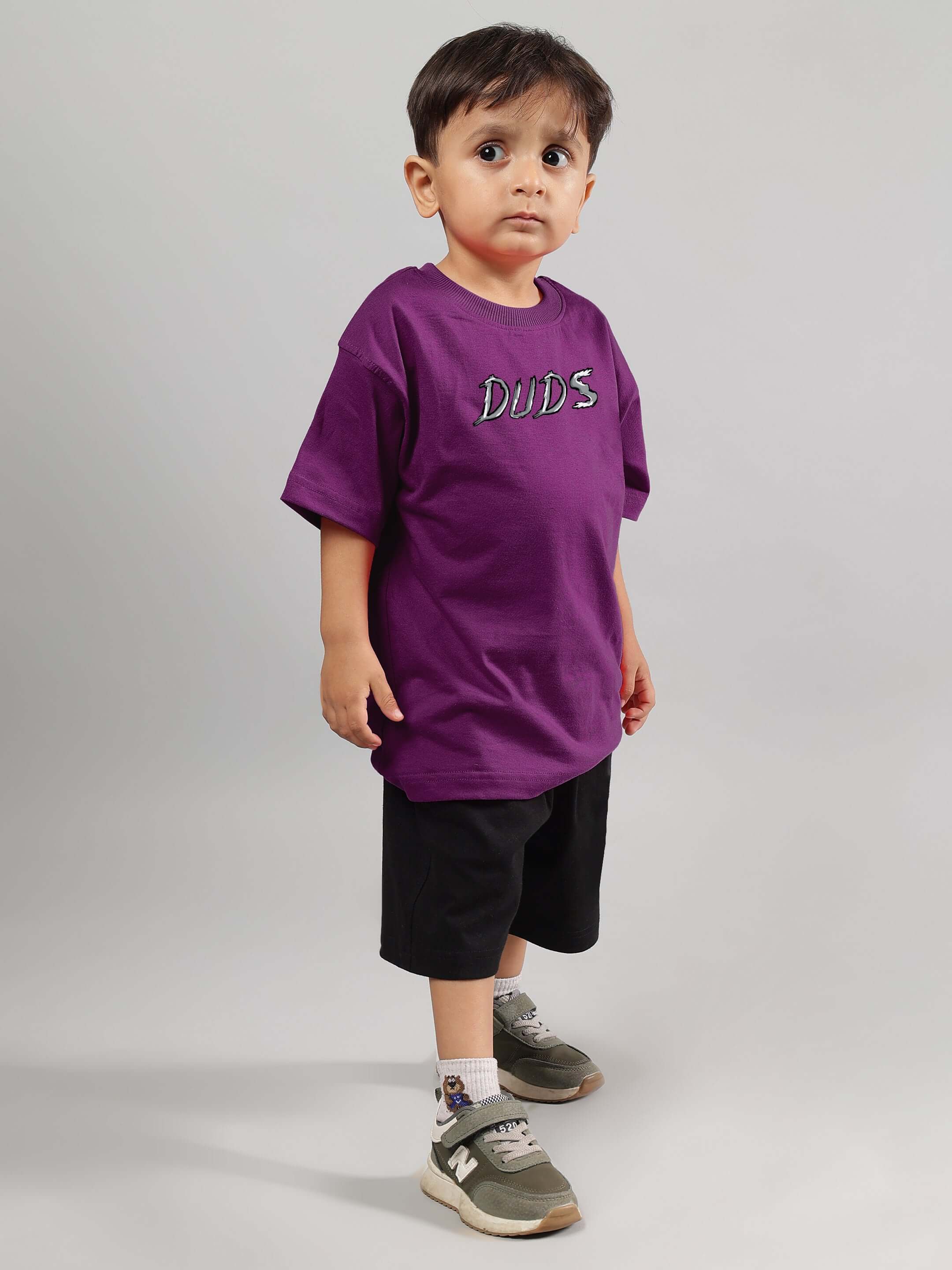 POSITIVE RABBIT KIDS CO-ORD FOR BOYS GIRLS PURPLE-BLACK outfit on young boy
