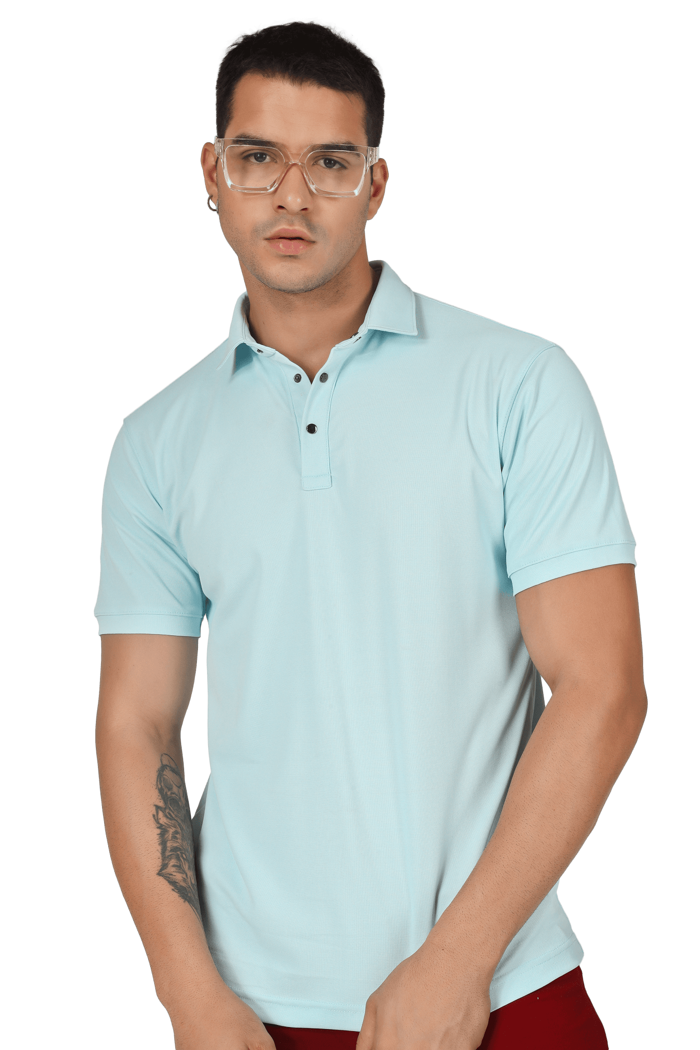DUDS POWDER BLUE POLO NECK T - SHIRT - Polo T-shirt