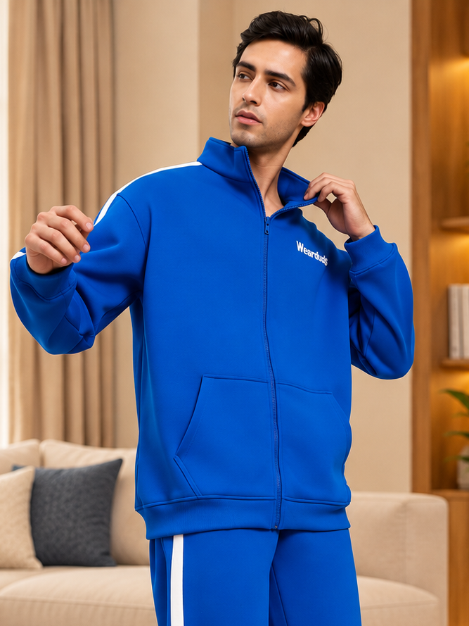 RAPID STRIDE COTTON FLEECE JACKET ROYAL BLUE - Wearduds, view 4